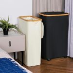 efluky slim laundry basket with lid and bamboo handles