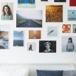 “Symmetrical wall art arrangement above sofa”