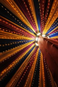 Living room with mixed color and patterned wallpaper design