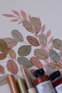 Applying peel and stick wallpaper in a modern living room