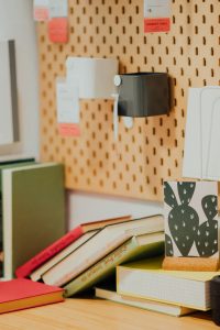 “Neatly organized home office desk with laptop and minimal accessories”