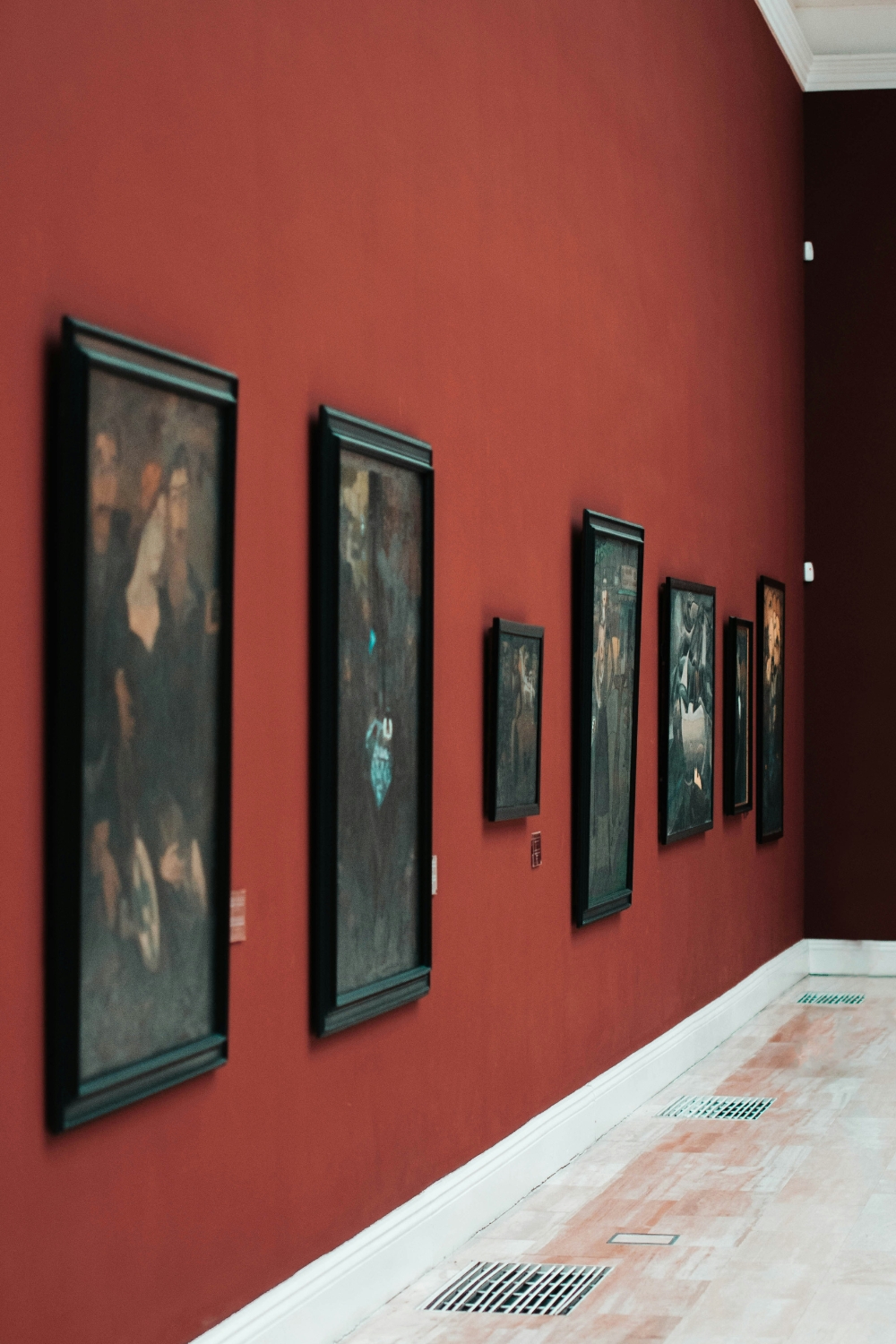 “Modern gallery wall with black and white frames”
