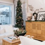 “Cozy living room with winter décor and warm lighting”