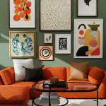 Living room with mixed colors, textures, and patterns styled for a balanced design.