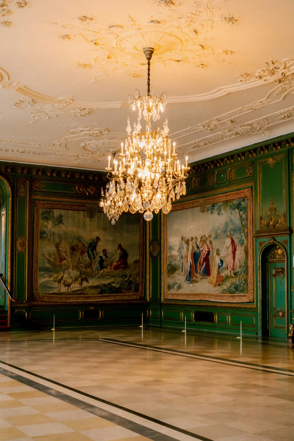 Gallery wall with family photos and artwork in living room