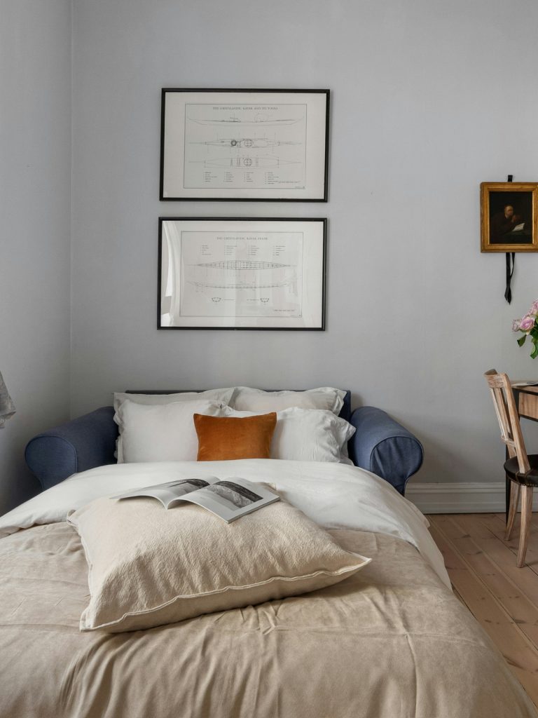 Minimalist bedroom with neutral tones and simple furniture design