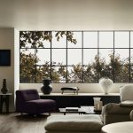 Modern minimalist living room with neutral colors and clean lines