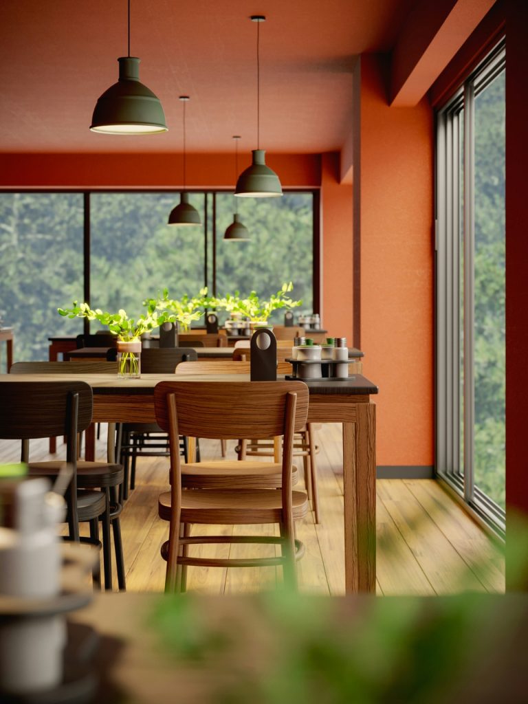 Warm wood kitchen shelves with natural textures and earthy décor elements