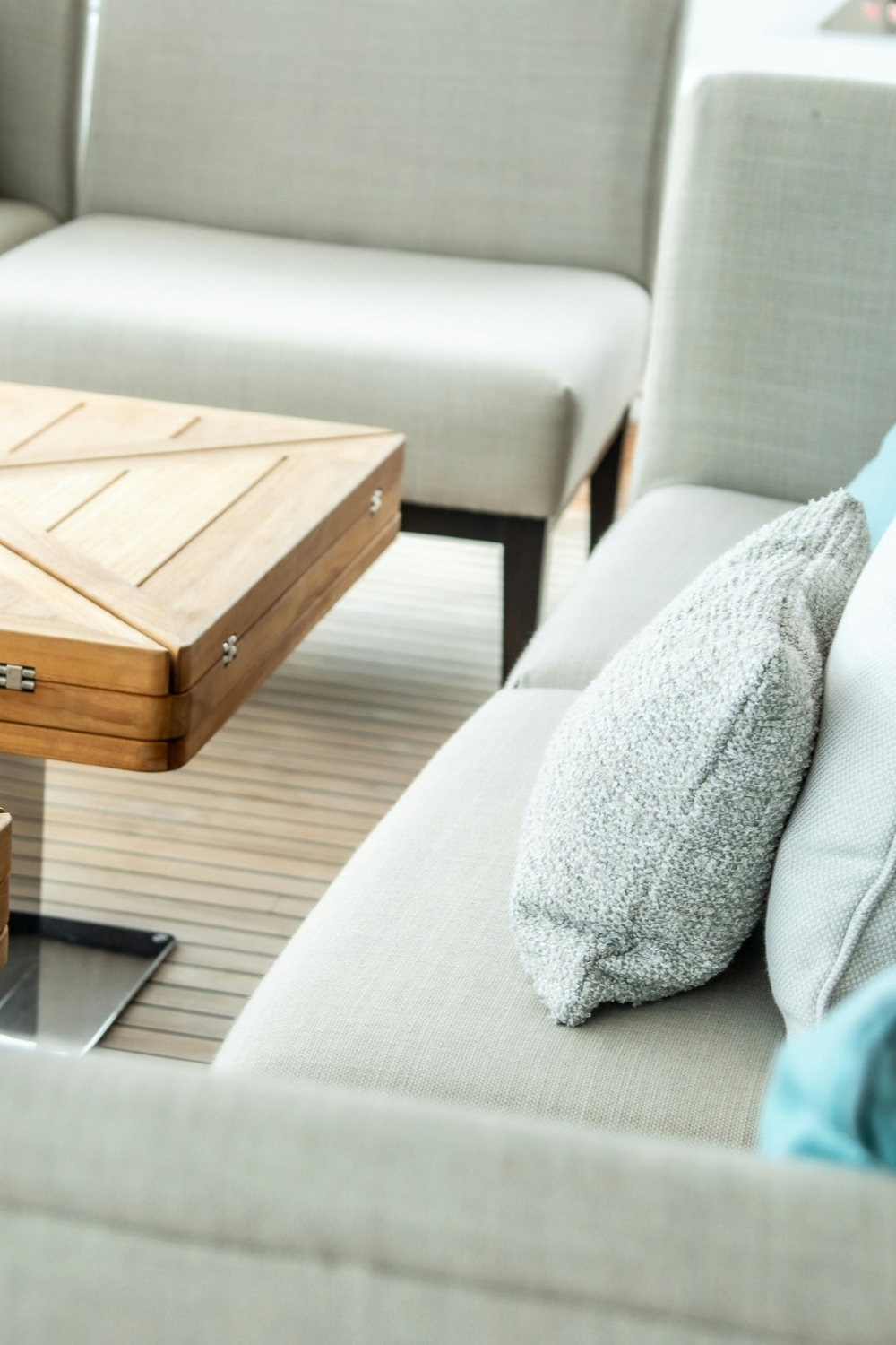 Storage bench with hidden compartments in modern entryway