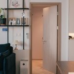 Compact storage solutions in a modern studio apartment