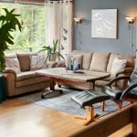 Living room furniture placement showing proper spacing and flow