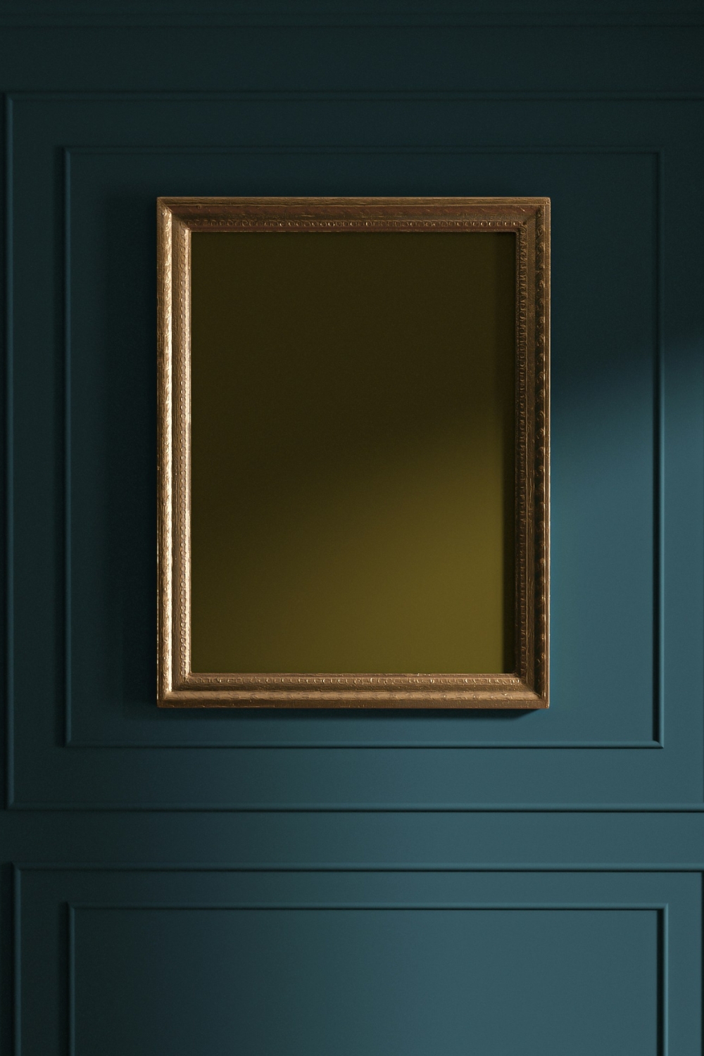 Gallery wall featuring mixed frame styles, colors, and textures in a modern living room