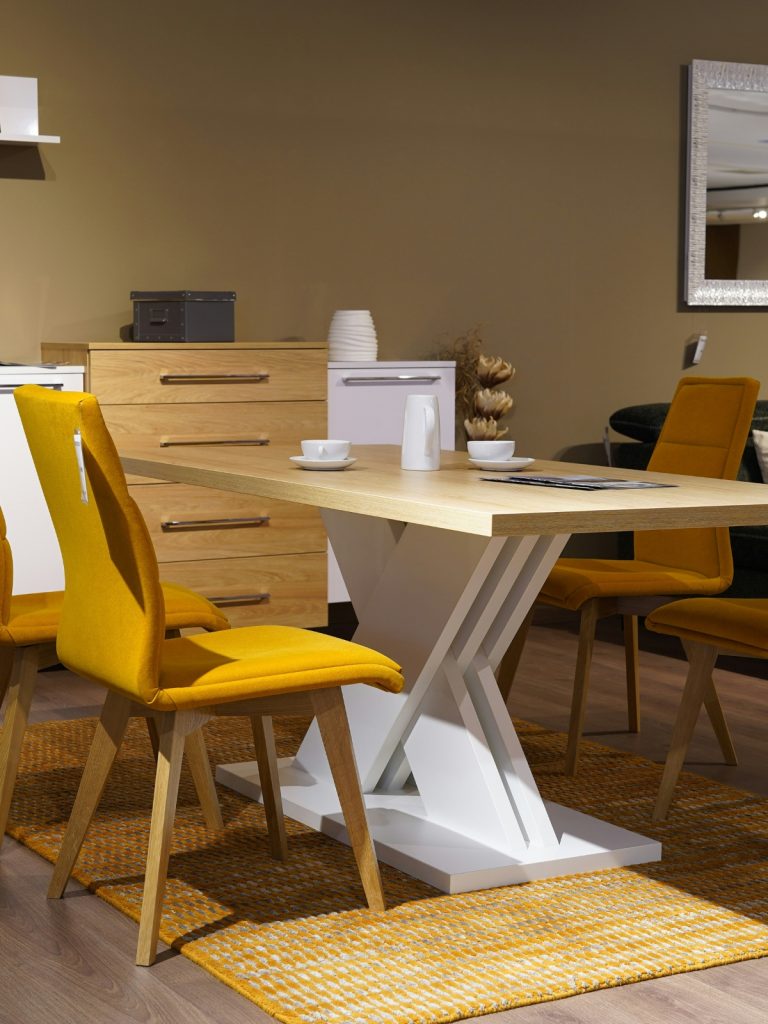 Modern foldable wall-mounted desk installed in a small apartment home office