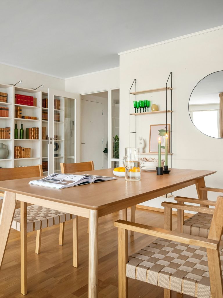 Slim entry table in a compact hallway with modern décor