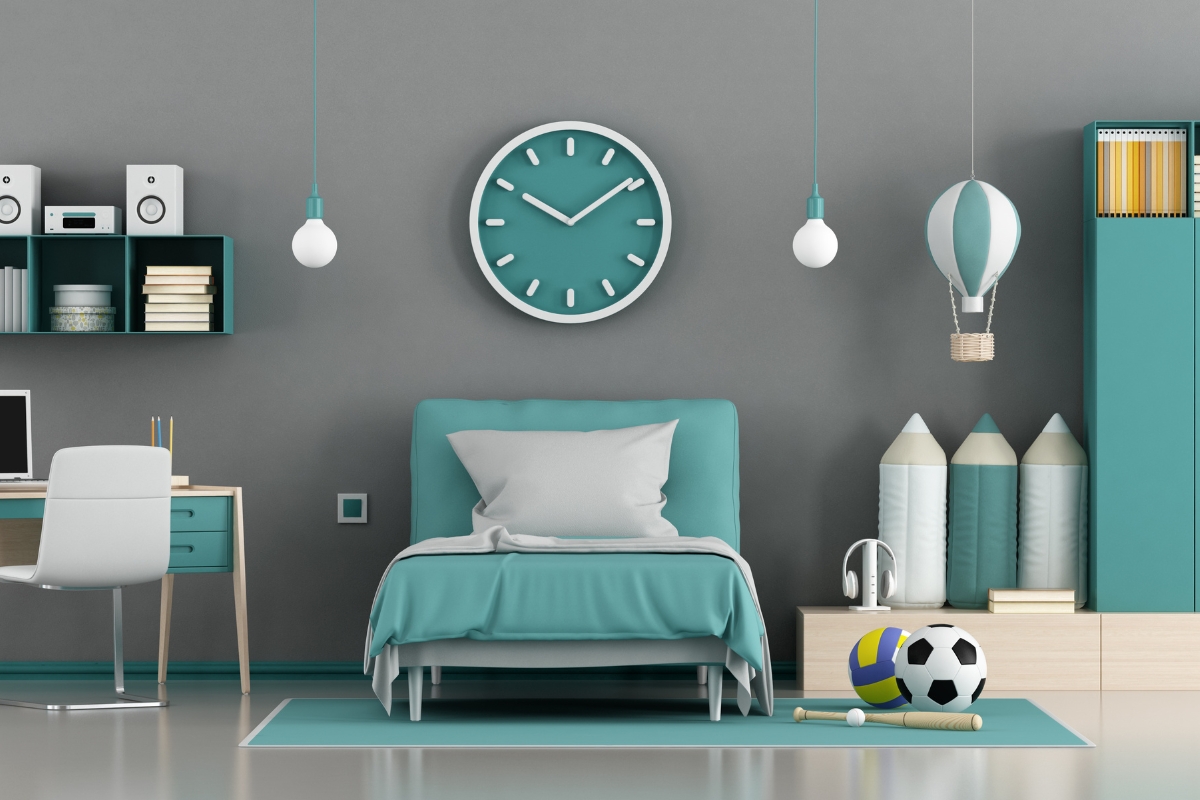 Kids room with removable wall decals and playful decor accents