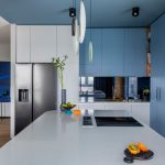 Living room with bold painted ceiling in modern trending color 2026