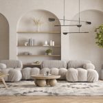 Statement sofa in a modern neutral living room