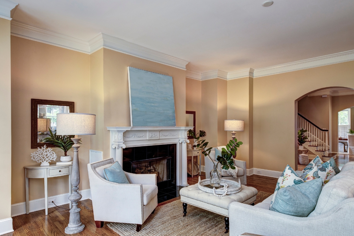summer color palette ideaslight color home decor Living room styled with light neutral and pastel summer palette