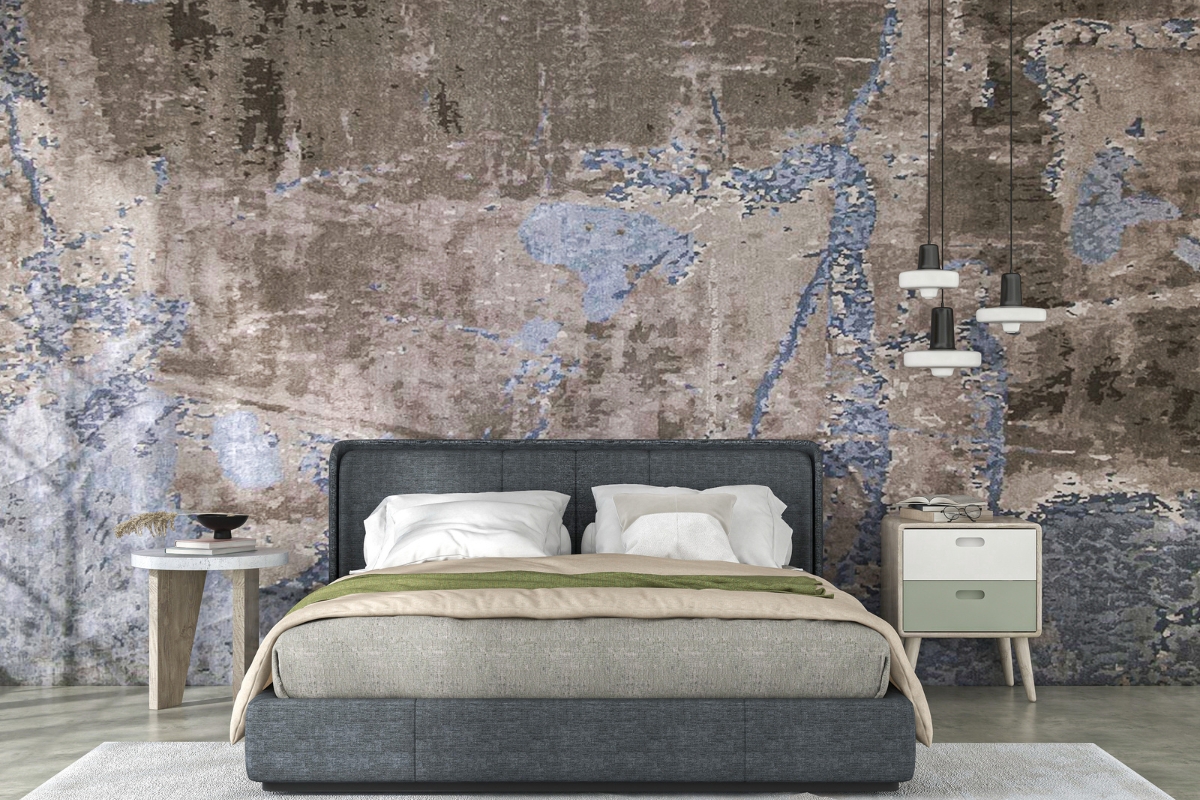 Large-scale custom wallpaper mural covering a feature wall