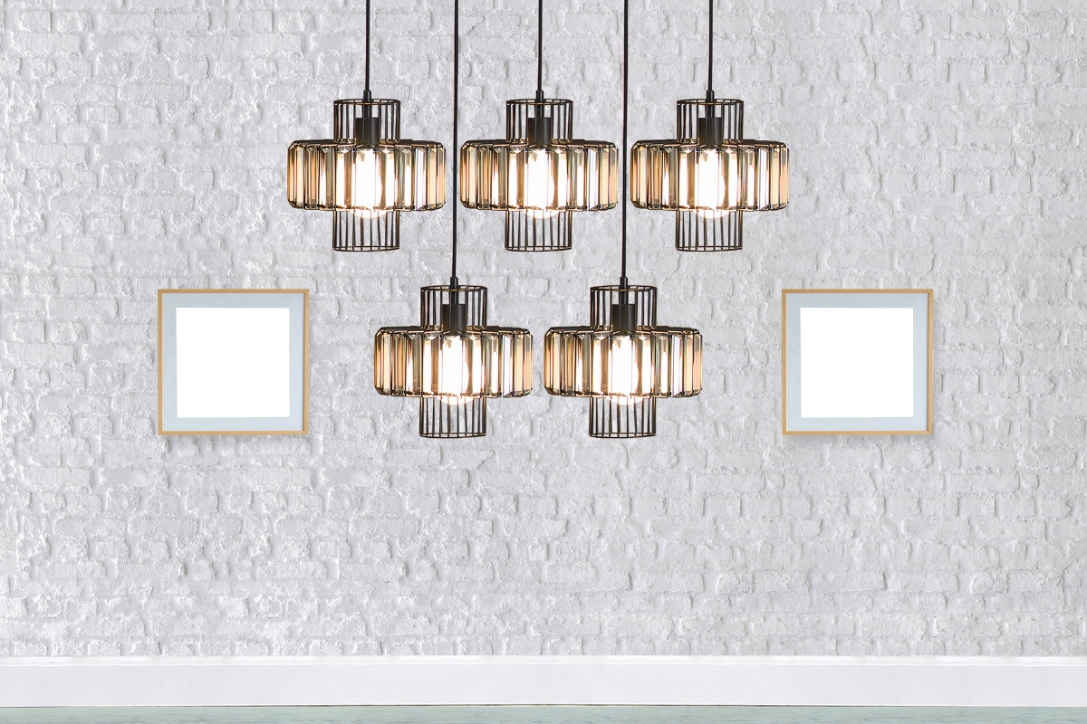 layered lighting design in modern living room with warm ambient light