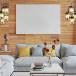 modern living room with sculptural statement chandelier as decor