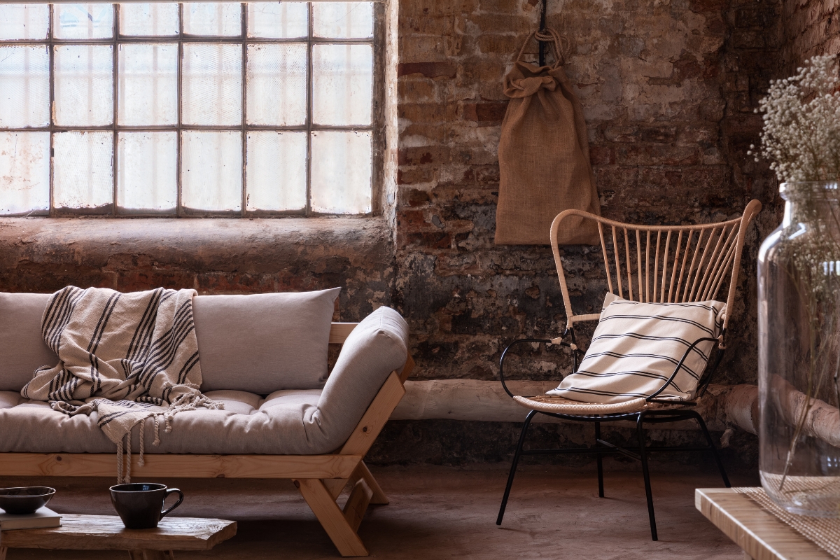 modern rustic decorrustic meets modern interiors Living room styled with modern rustic decor for autumn 2026