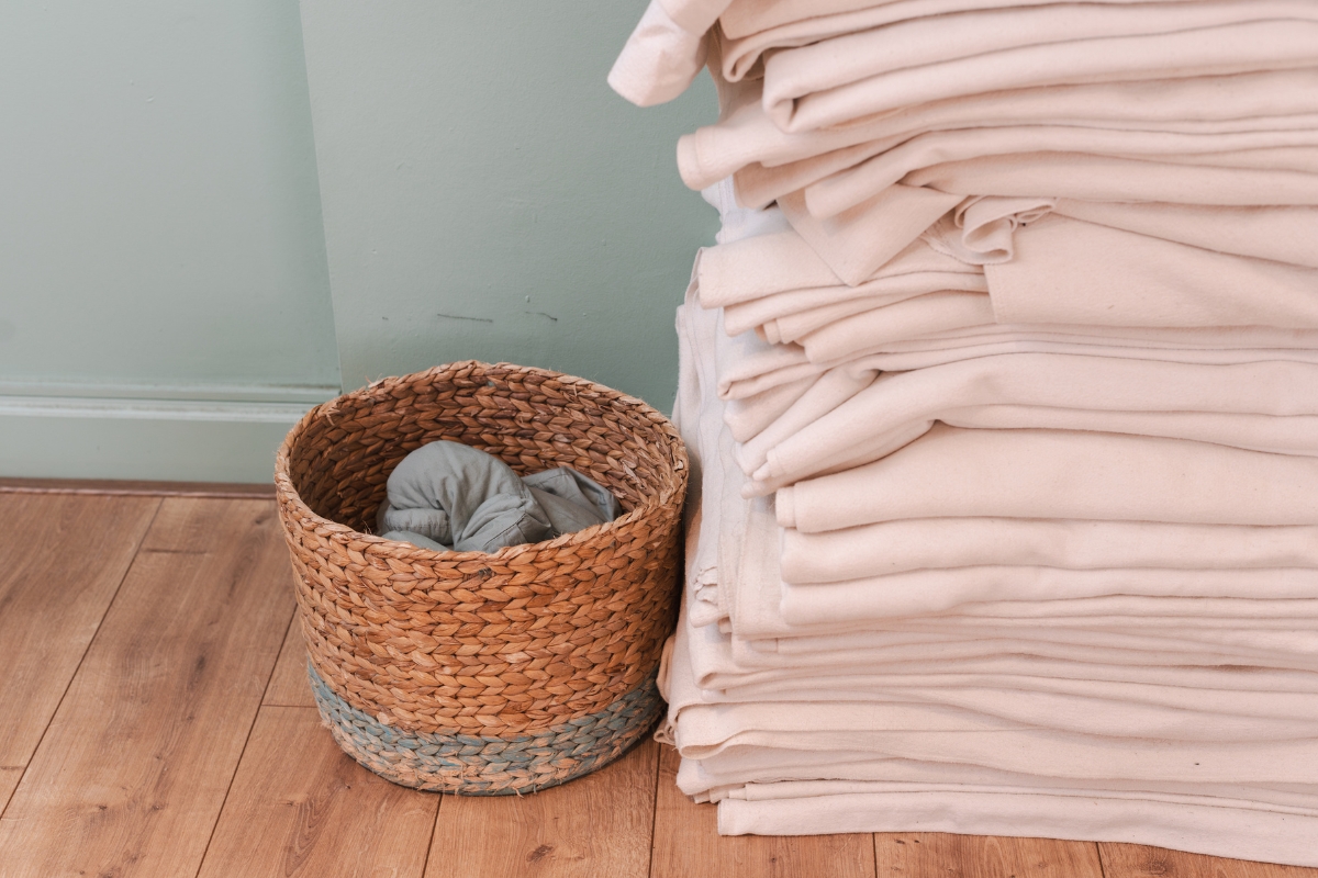 Living room refreshed with soft decluttering and spring decor accents