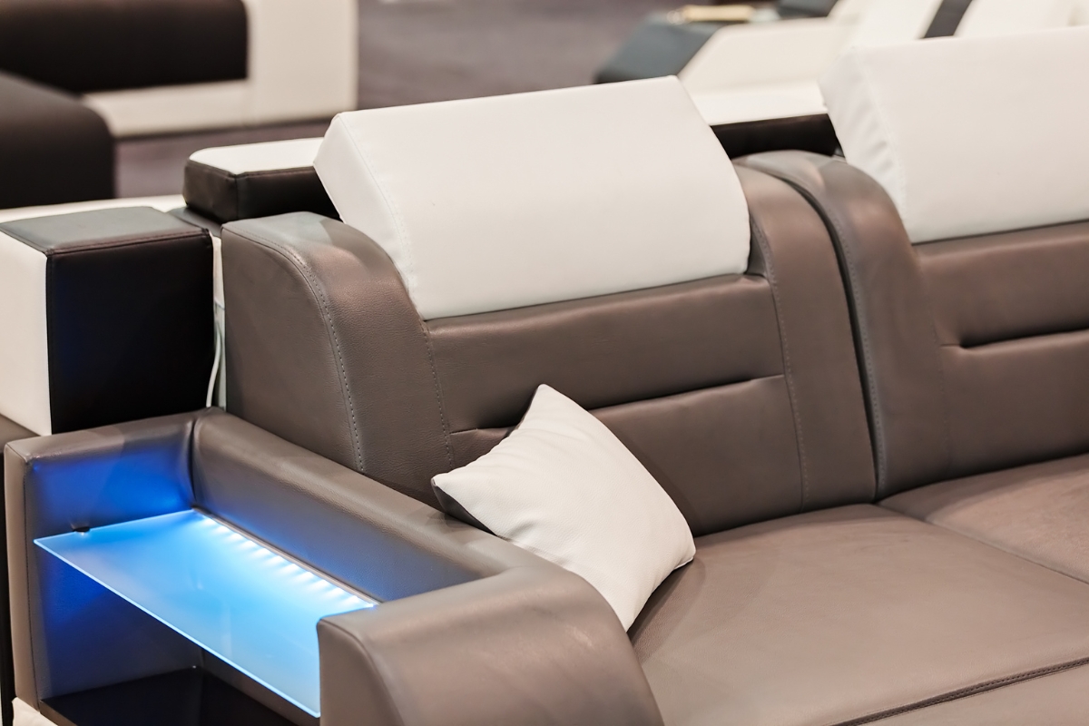 Smart modular desk with built-in wireless charging in modern home