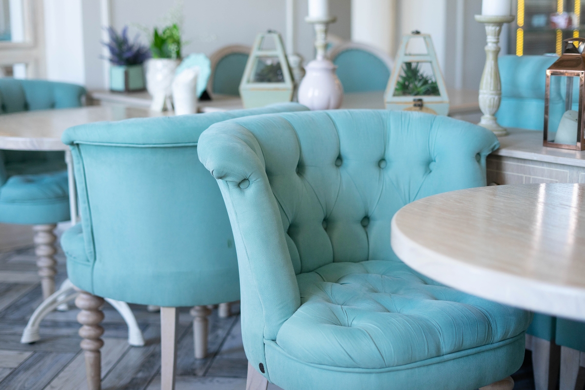 Upholstered dining chairs in neutral tones for stylish and comfortable seating in modern dining room