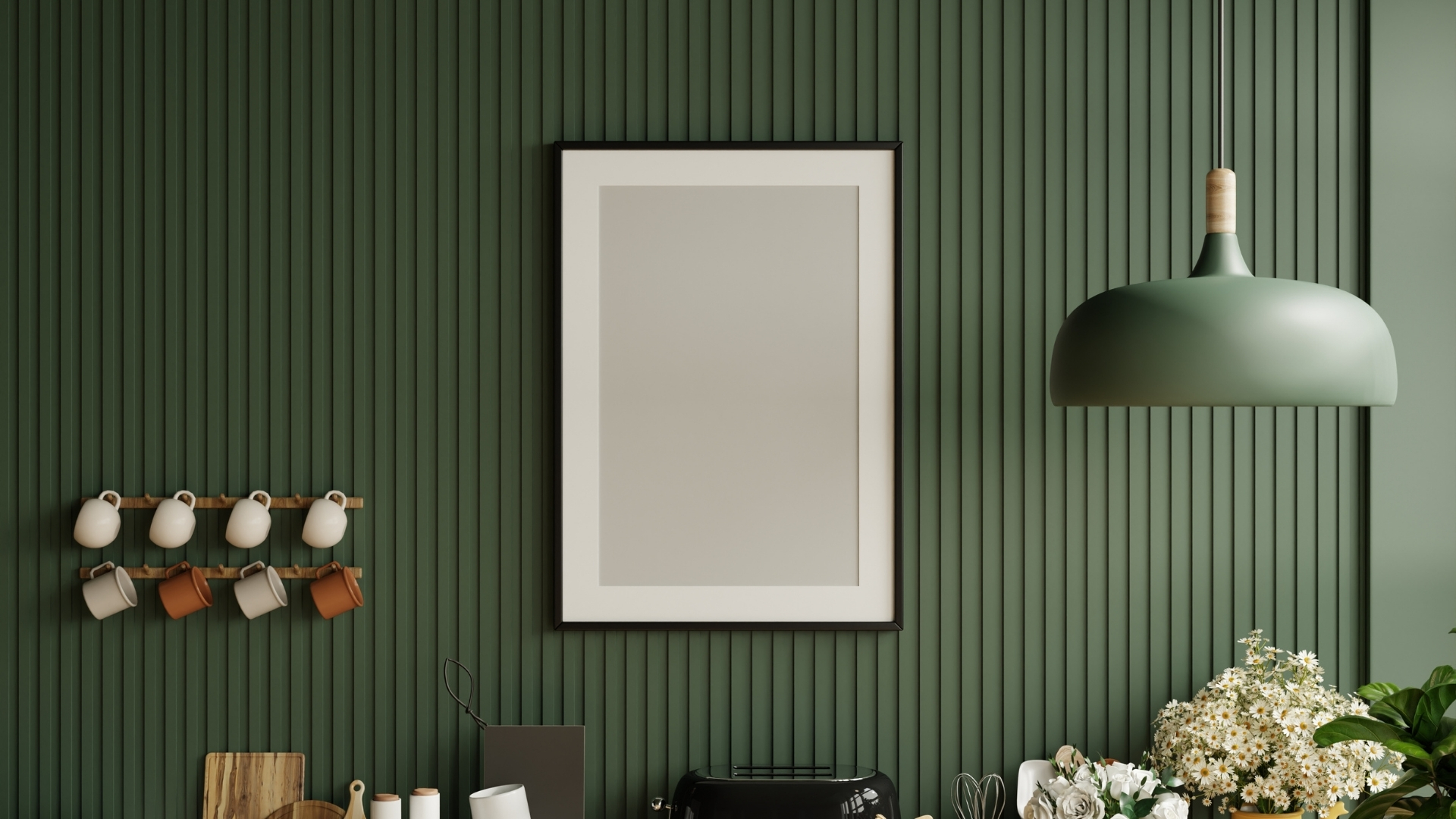 modern kitchen with patterned tile backsplash in trending colors