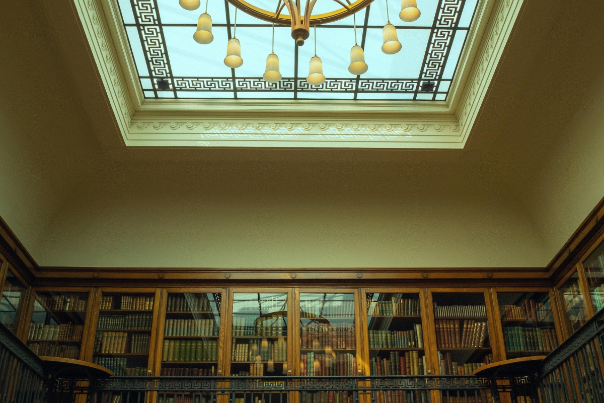 Dark bold ceiling creating a dramatic focal point in modern living room