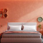 Mood-boosting bedroom styled with soft colors, layered lighting, and cozy textures