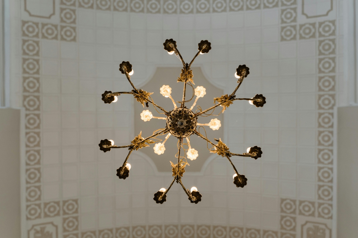 Living room with flush-mount ceiling lights making low ceiling feel taller