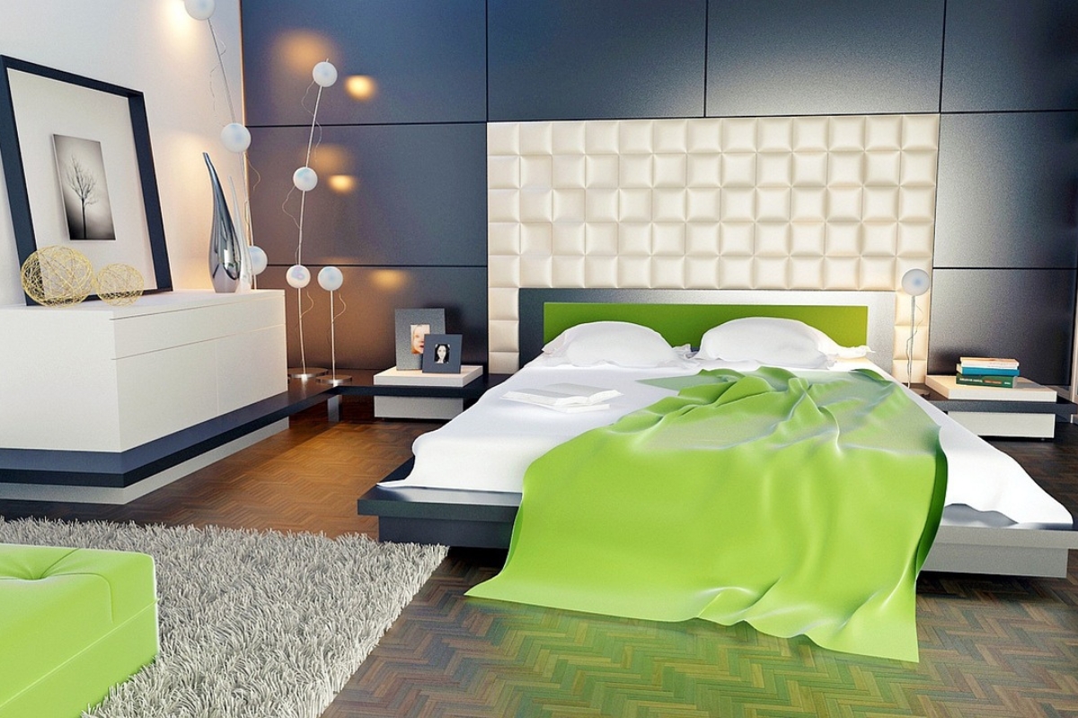 Bedroom accent wall with subtle micro-pattern wallpaper in neutral tones creating soft textured modern look 2026