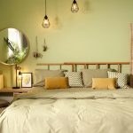 Sustainable bedroom decor with eco-friendly materials and natural wood furniture