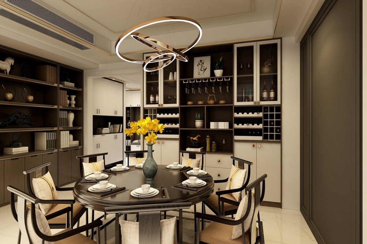Statement transparent acrylic dining table in a modern dining room