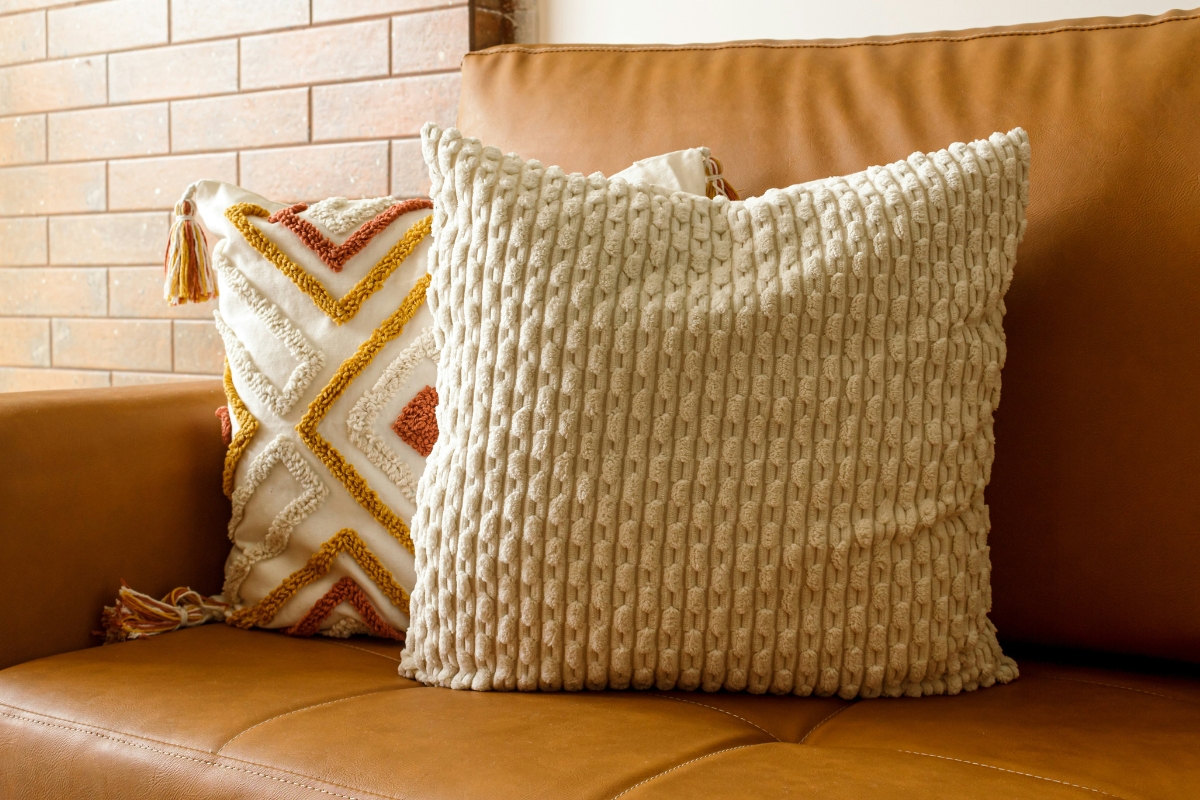 cozy fall home textures with blankets and pillows