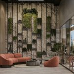 Biophilic wall decor with vertical indoor plant garden