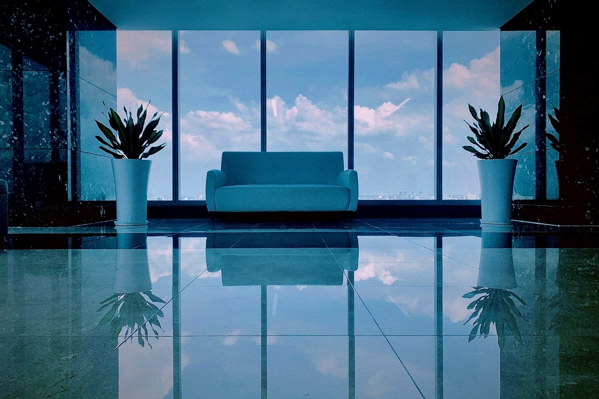 Blue color psychology in interior design modern living room