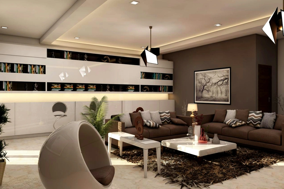 Brown color psychology in interior design cozy living room
