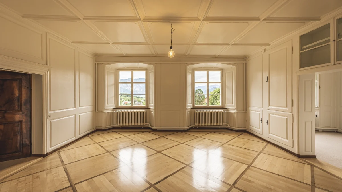 Dark wood living room with Celestial Home Décor stars and moon wall art