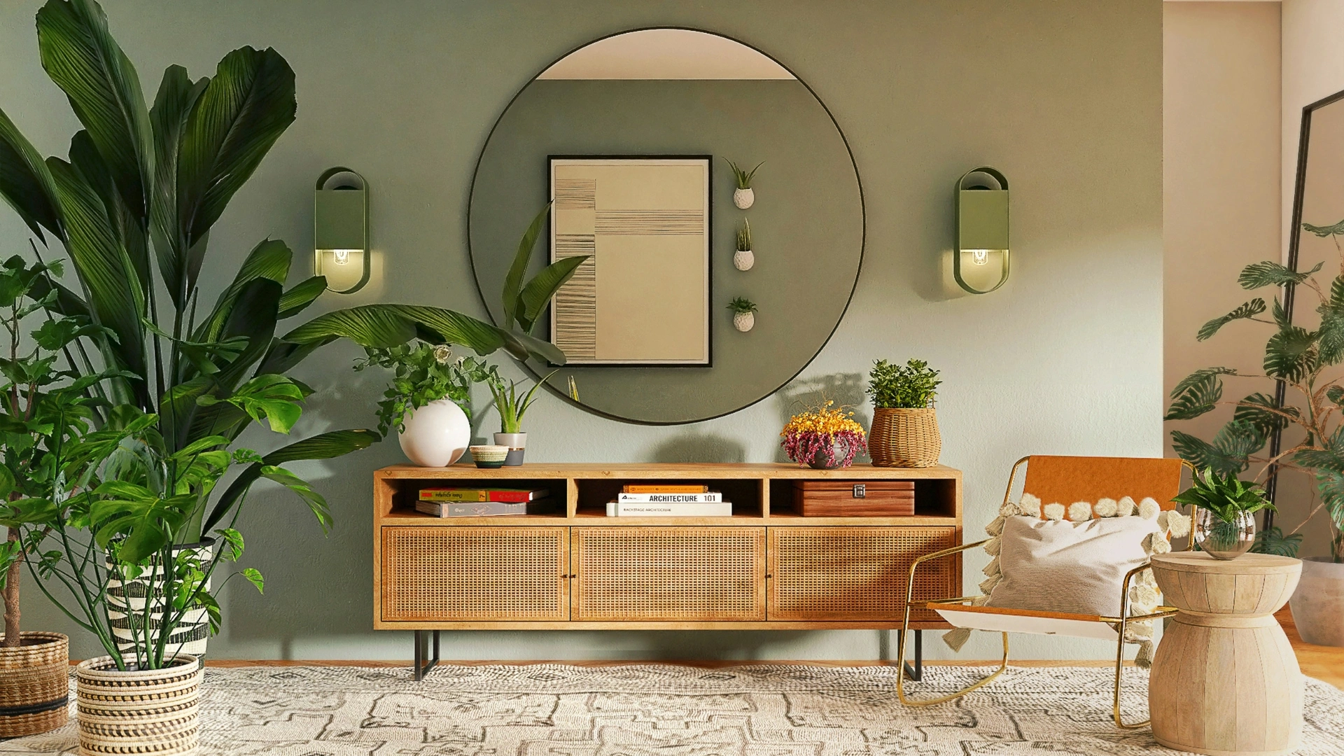 Dopamine decor living room with colorful furniture and bright accents