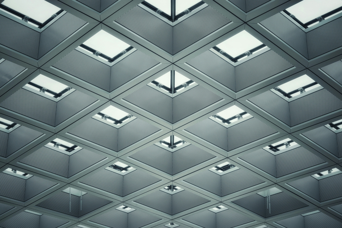 Eco-friendly drop ceiling tiles made from recycled materials in a modern living room