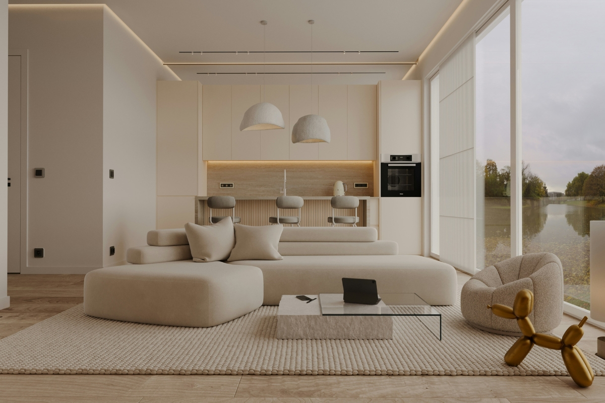 quiet luxury home decor trend 2025 living room with neutral colors and modern furniture