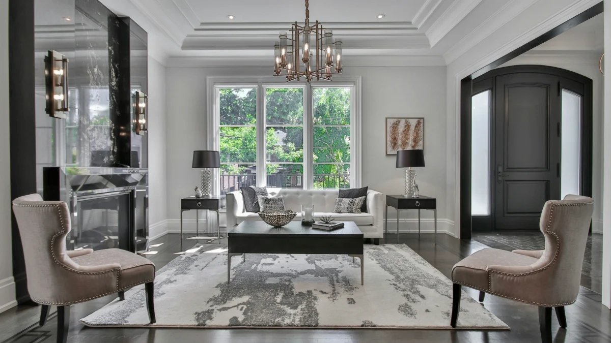 Quiet luxury home decor with oversized wall art in a modern luxury living room featuring neutral tones and elegant minimalist interior design