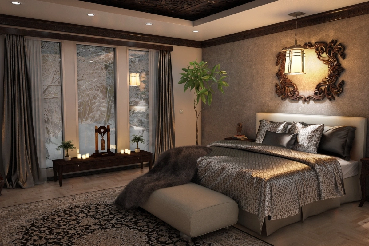 Quiet luxury trending interiors featuring oversized wall art in modern elegant living spaces with high-end furniture and minimalist luxury design