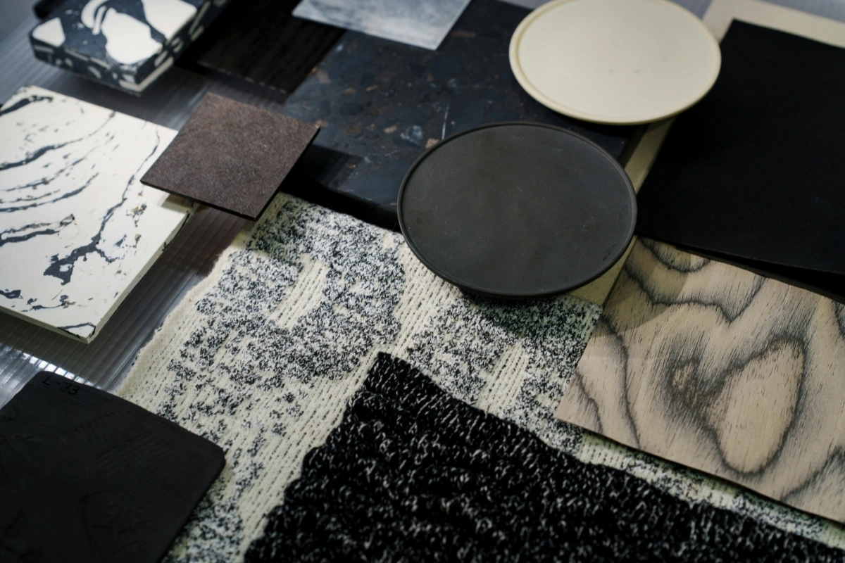 Emotional Interior Design mood board with calming colors and textures