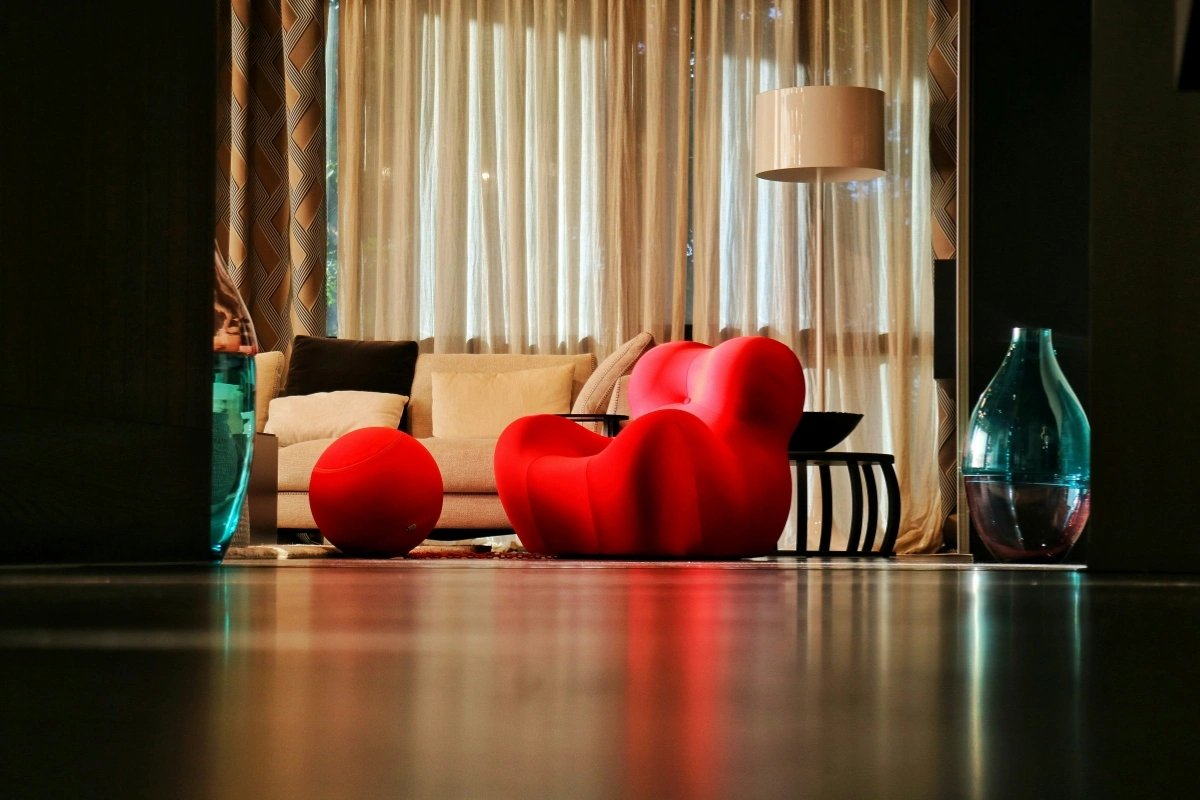 Sensory interior design concept showing calming multi sensory space with soft lighting textures and relaxing environment