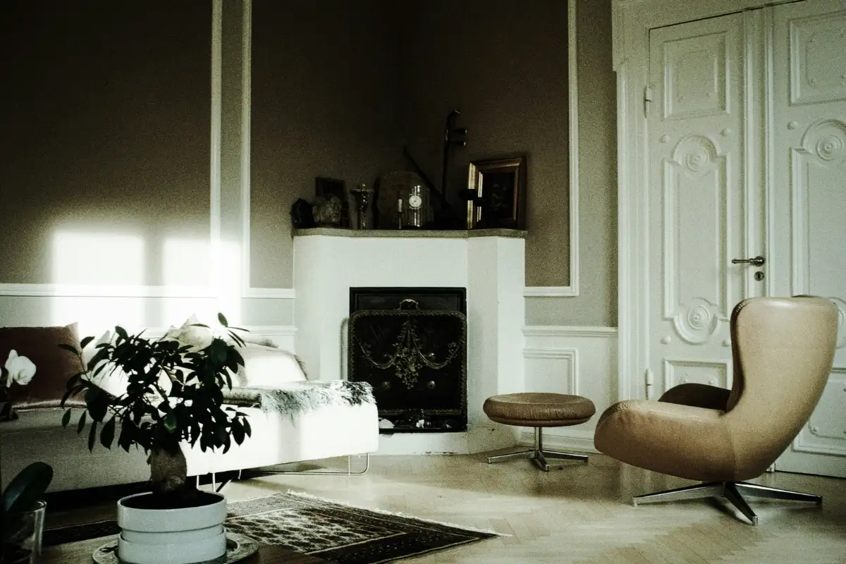 Emotional Interior Design living room with warm lighting and cozy textures