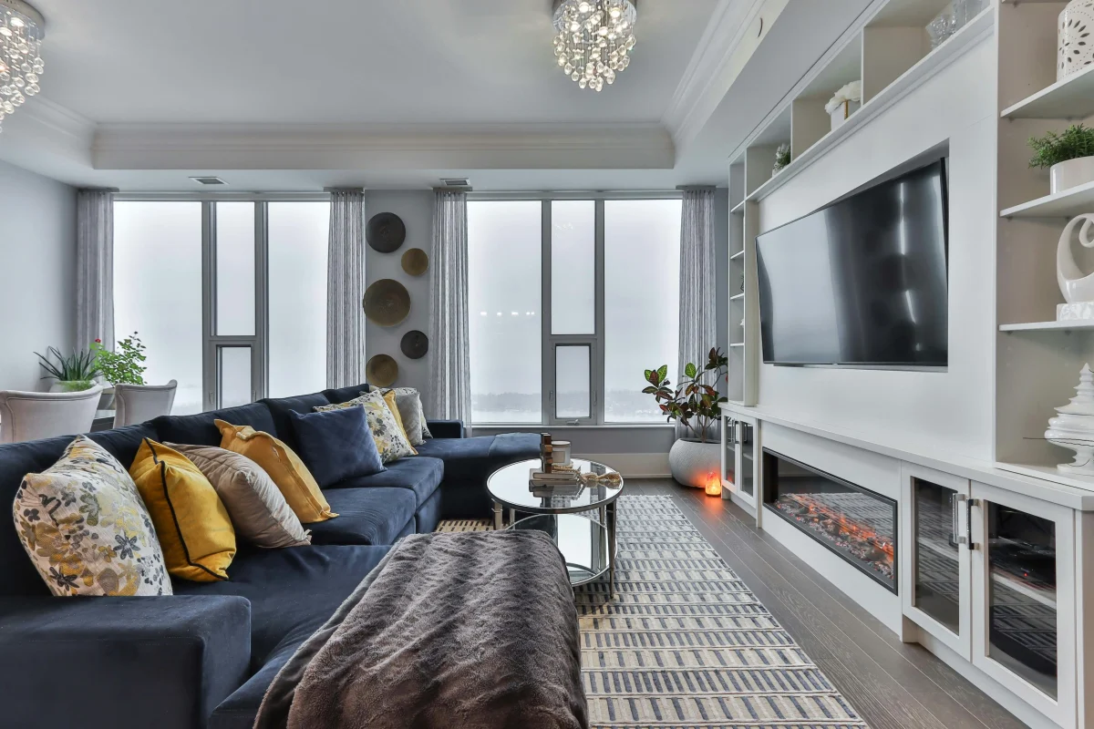 Floating Furniture Layout Stylish, Spacious Living Room!